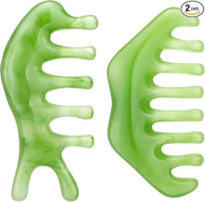 Exceptional Geiserailie 2 Pcs Jade Combs Esthetician Supplies Massage Stone Hair Gua Sha Environmentally Friendly