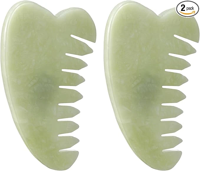 Official Geiserailie 2 Pcs Jade Combs Esthetician Supplies Massage Stone Hair Gua Sha Consistent