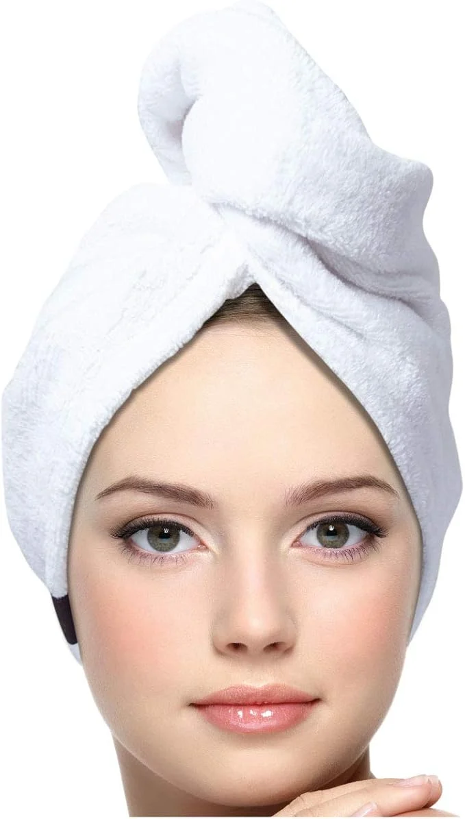 Premium KEEPOZ Cotton Hair Towel Wrap Quick Dry Super Absorbent Turban Head Wrap Enhanced