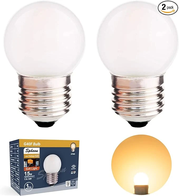 Safe G40 1.5w Low Wattage Led Bulb Equivalent 15 Watt Standard E26 Base G14 Small Enhanced