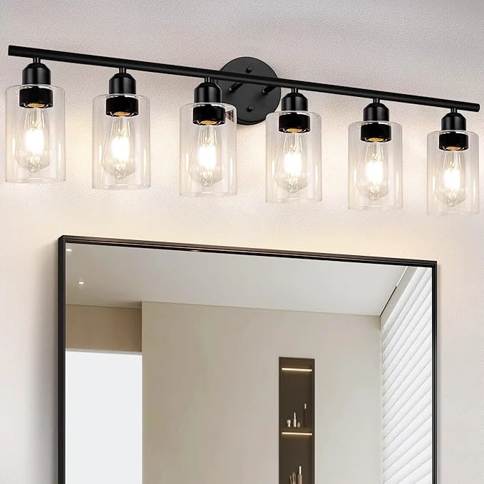 Fast Espird 6 Lights Bathroom Vanity Light Fixtures Matte Black Rustic Farmhouse Prestigious