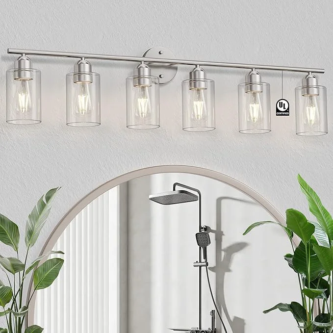 Effective Espird Bathroom Vanity Light Fixtures Brushed Nickel 6 Lights Bathroom Over Original Design