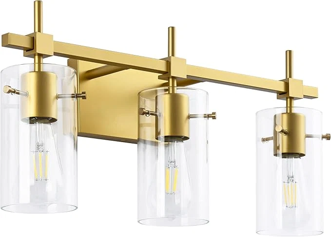 High-Quality SOLFART Gold 3 Lights Bathroom Light Fixtures Consistent