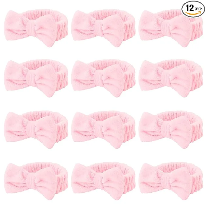 World-Class Casoty 12 Pcs Pink Spa Headband Makeup Headband Traditional