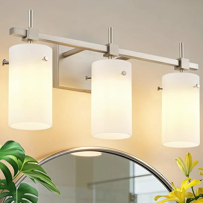 Relaxed SOLFART Brushed Nickel Bathroom Light Fixtures 3-Light Modern Vanity Light Official