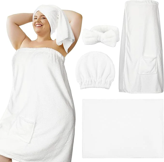 Durable Tigeen Plus Size Towel Wrap for Women Spa Robe Set Lightweight