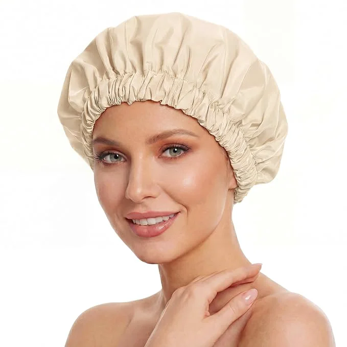 Soft Reusable Shower Cap for Women Large Waterproof Shower Bonnet World-Class