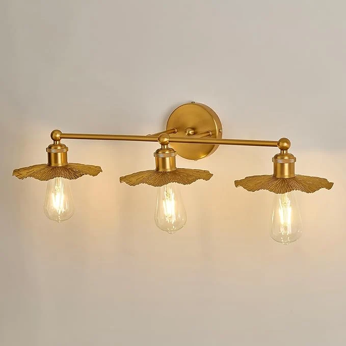Optimized ZGLAOJT 3 Light Vintage Vanity Light Gold Bathroom Light Fixtures Over Mirror. Next-Generation