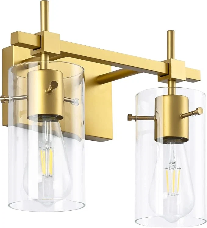Reusable SOLFART Gold Bathroom Light Fixtures 2 Light Wall Light Fixtures Bathroom Powerful