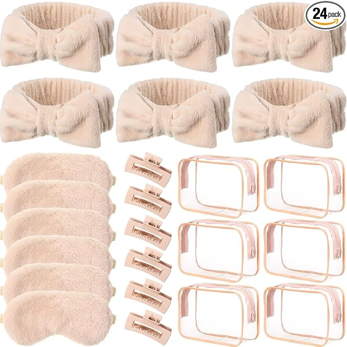 Selected Hoteam 24 Pcs Spa Party Favors Supplies 6 Spa Headband 6 Plush Sleep Eye Mask 6 Artisan