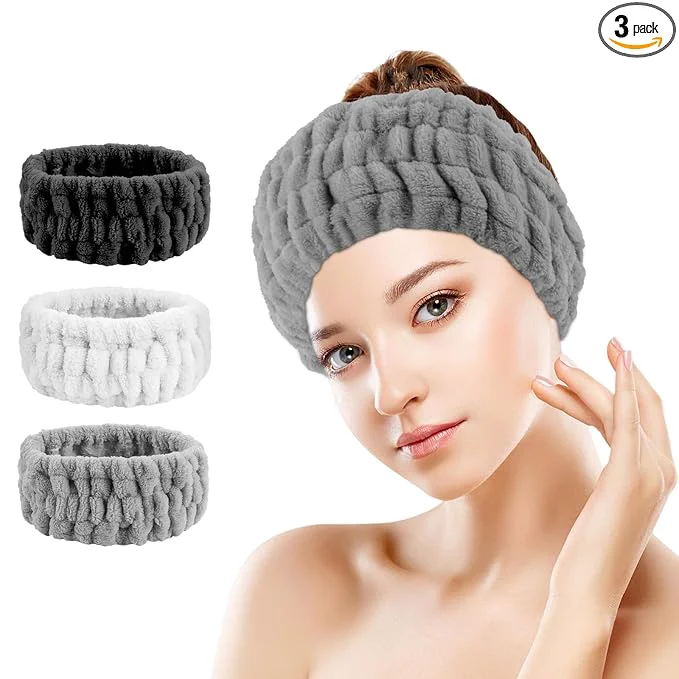 Powerful 3PCS Spa Headband for Women – Soft Terry Cloth Hairband for Facial Makeup Reusable