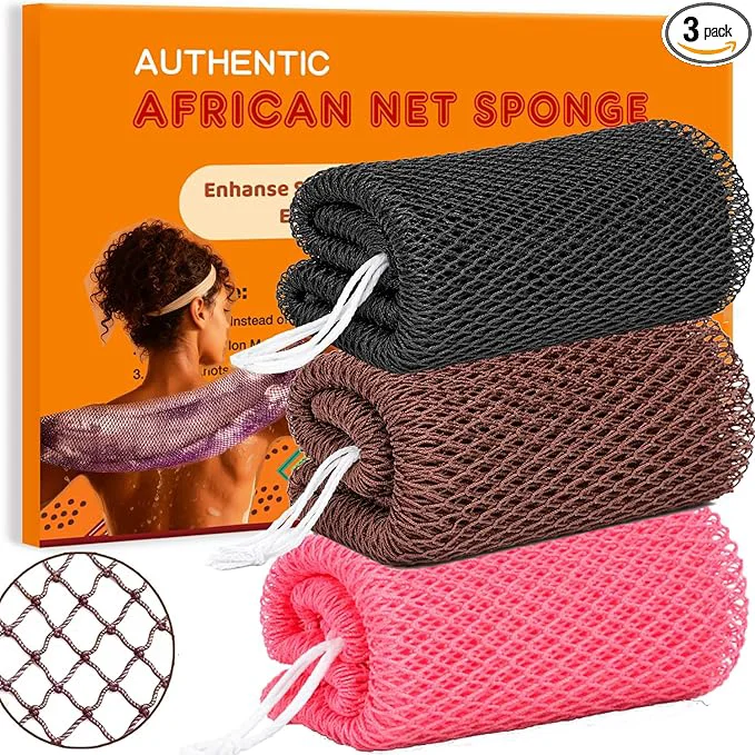 Dependable African Net Sponge 3 Pieces African Exfoliating Net Sponge Body Back Secure