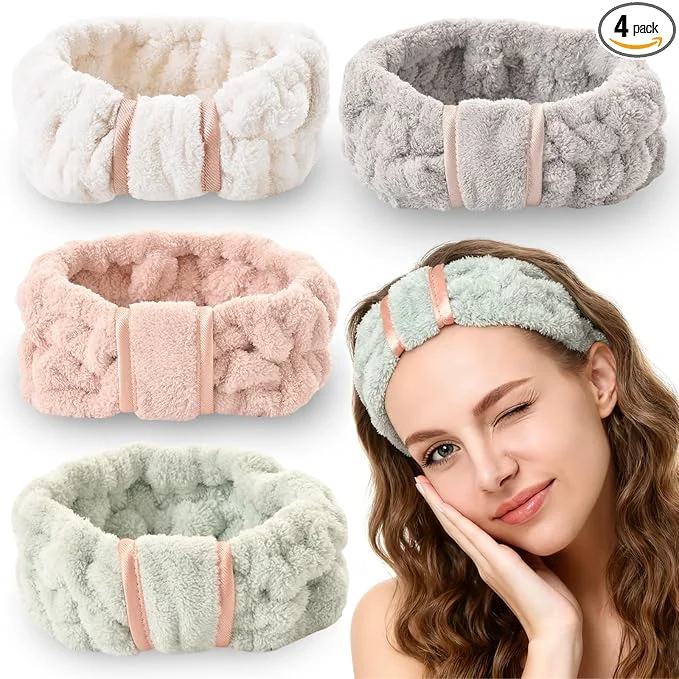 Certified 4 Pack Microfiber Towel Headbands Responsible