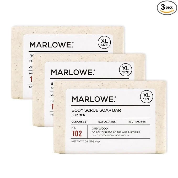 Authentic MARLOWE. No. 102 Body Scrub Soap 7 oz Oud Wood Exfoliating Soap Bar Exclusive