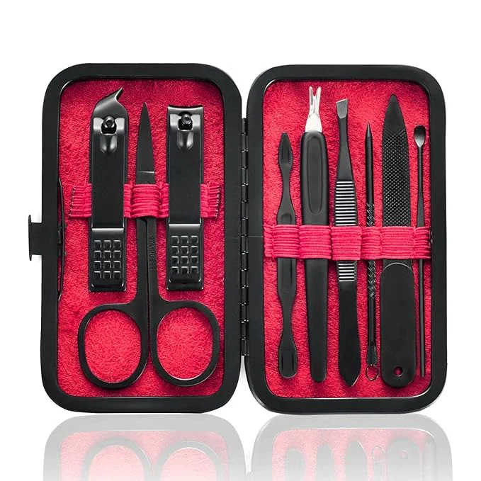 Enhanced HANTEKAS Manicure Set 9 in 1 Stainless Steel Nail Clippers Scissors Pedicure Recyclable