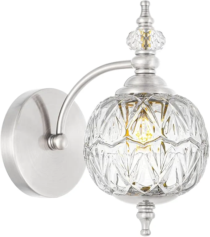 Natural Brushed Nickel Bathroom Wall Sconce Vintage Style Contemporary
