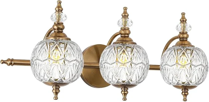 Quality Brushed Antique Brass Bathroom Vanity Light Fixture Vintage Style Recyclable