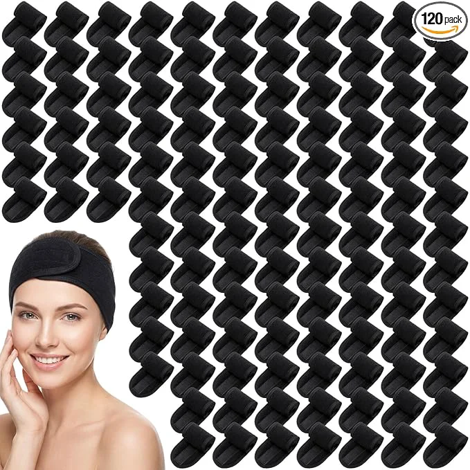 Refined Tigeen 120 Pcs Spa Headband Facial Headbands Bulk Adjustable Hair Wraps Reusable