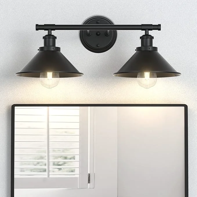 Prestigious Licperron Black 2-Light Vanity Wall Sconce Lighting Farmhouse Bathroom Wall Powerful