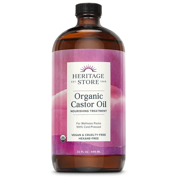 Versatile HERITAGE STORE Organic Castor Oil – 32oz Glass Bottle – Nourishing Treatment Dependable