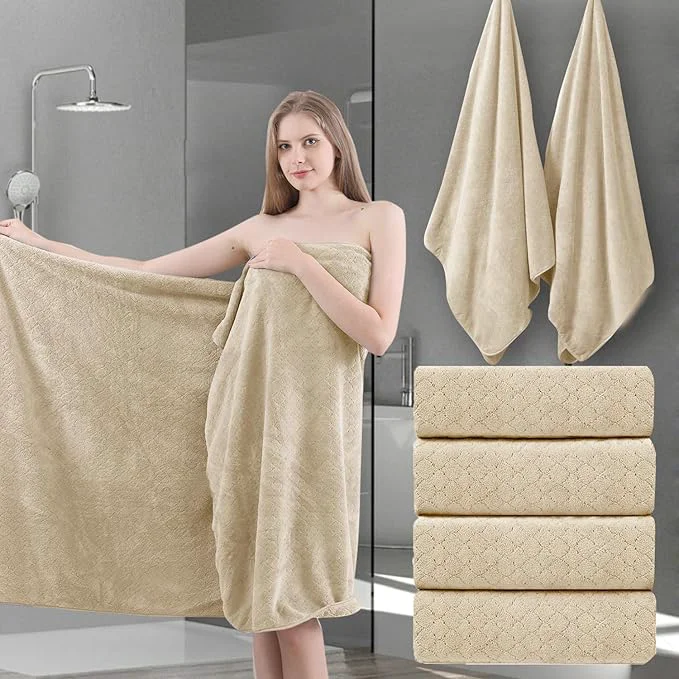 Minimalist 4 Piece Extra Large Bath Towels Set 35×70 Inches Smart