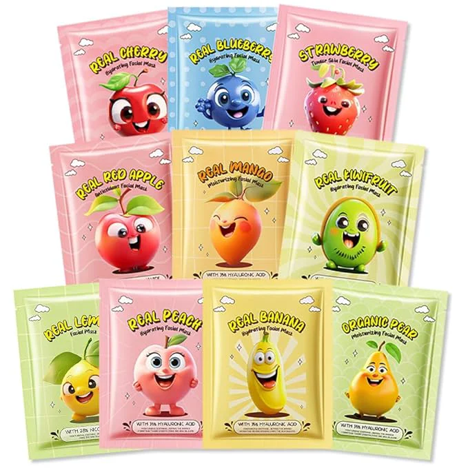 Verified Kaely 10 Pack Fruit Face Masks for Kids Kids Face Mask Spa Day Kit Supplies Stylish