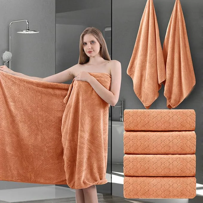 Dependable 4 Piece Extra Large Bath Towels Set 35×70 Inches Casual