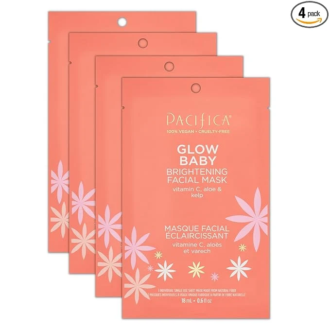 Green Pacifica Glow Baby Brightening Vitamin C Face Mask 4-Pack – Hydrating Fast