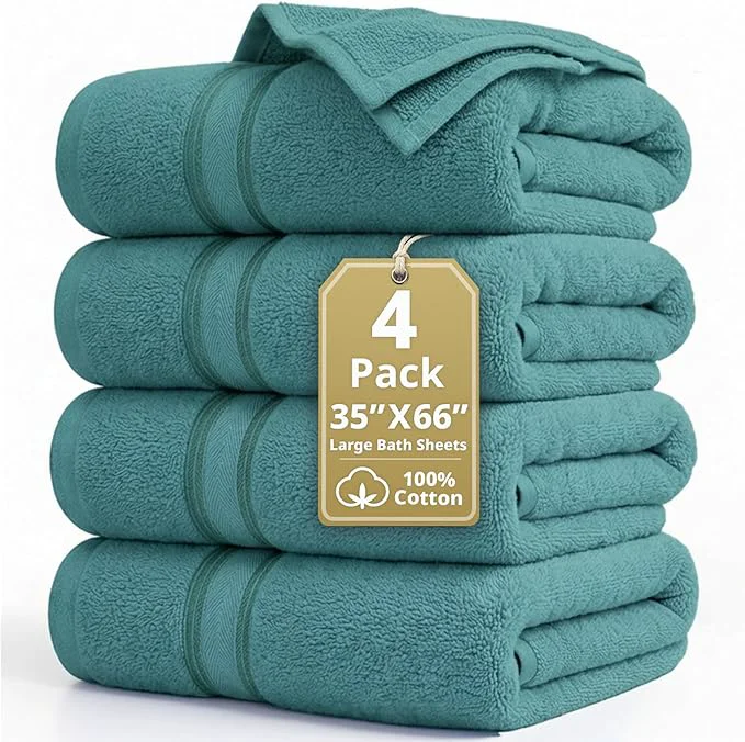 High-Quality LANE LINEN Pure Cotton Bath Sheets Premium