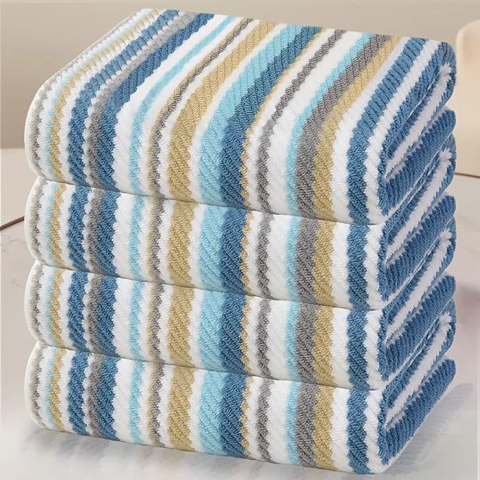 Stylish Striped Bath Towels Set Environmentally Friendly