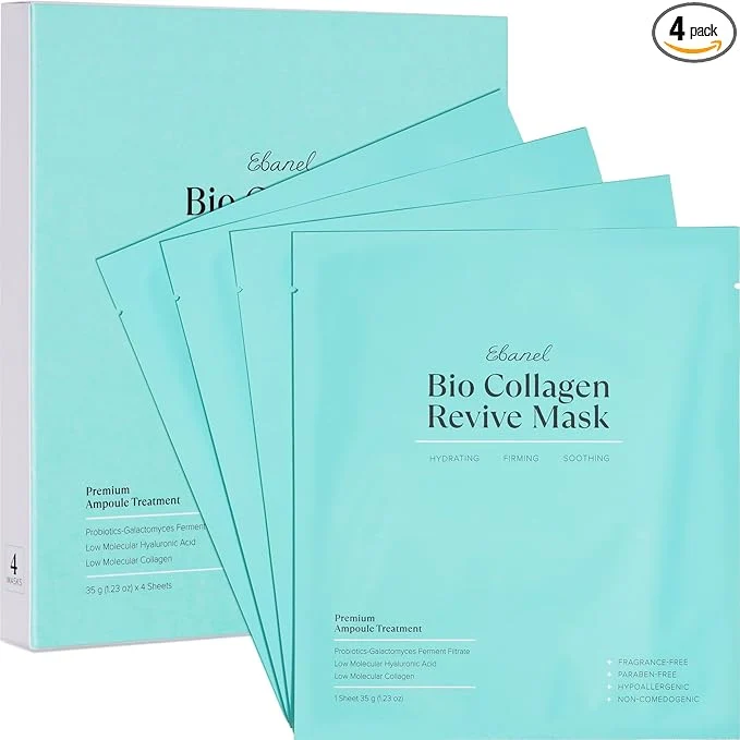Environmentally Friendly Ebanel Bio Collagen Face Mask Hyaluronic Acid Niacinamide Rose Water Minimalist