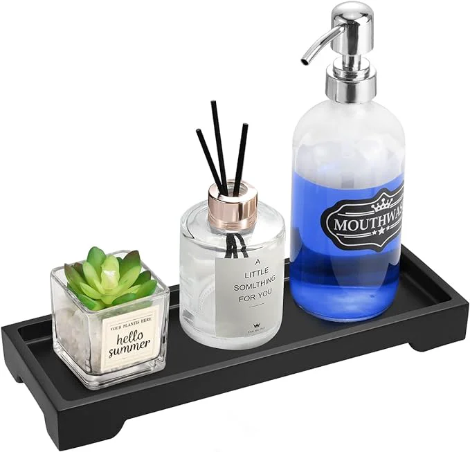 Prestigious Luxspire Bathroom Vanity Tray Resin Black Bathroom Tray Toilet Tank Tray Soft