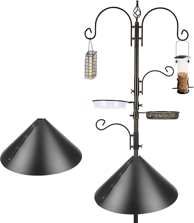 Stylish Bird Feeder Pole with Squirrel Baffle Clean