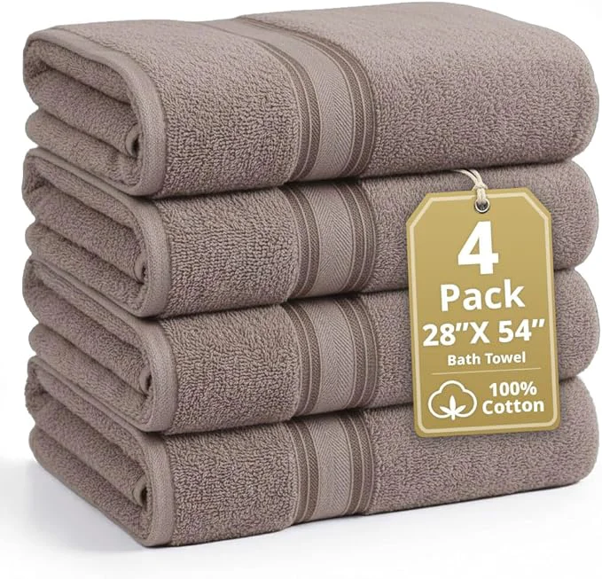 First-Class LANE LINEN Cotton Bath Towels Set of 4 High-End