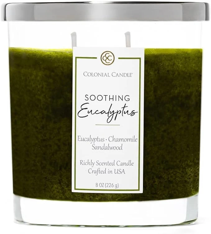 Carefully Designed Colonial Candle Soothing Eucalyptus Scented Candle Jar Highly Fragranced Pure