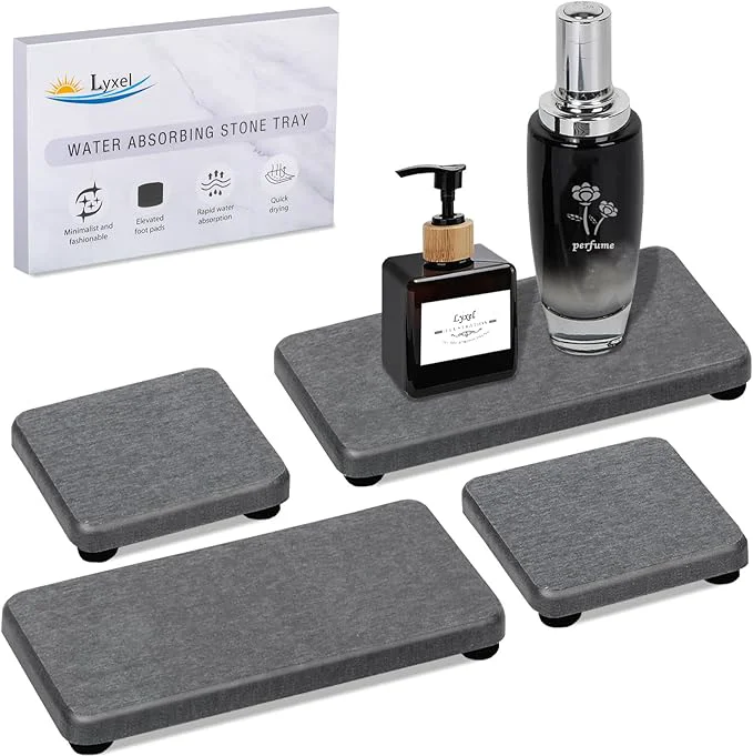 Carefully Designed 4PCS Water Absorbing Stone Tray Premium Material