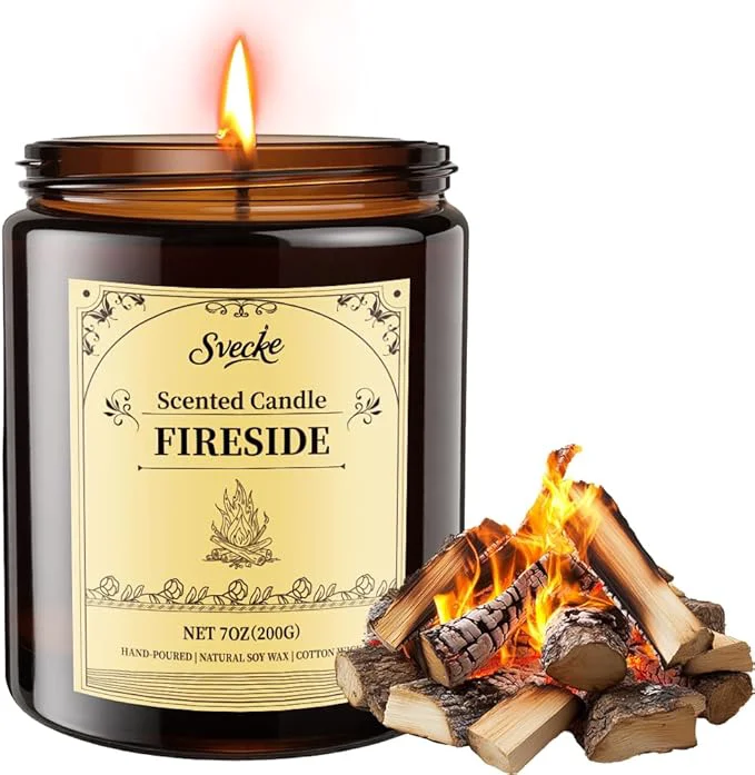 Long-Lasting Fireside Scented Candles 7oz Soy Wax Candle Long Lasting Aromatherapy Jar Fast