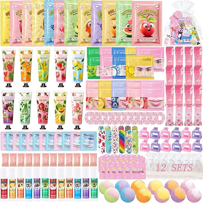 Classic 224 Pcs Spa Party Favors for Women Include Facial Mask Face Cream Hand Creams Eco-Friendly