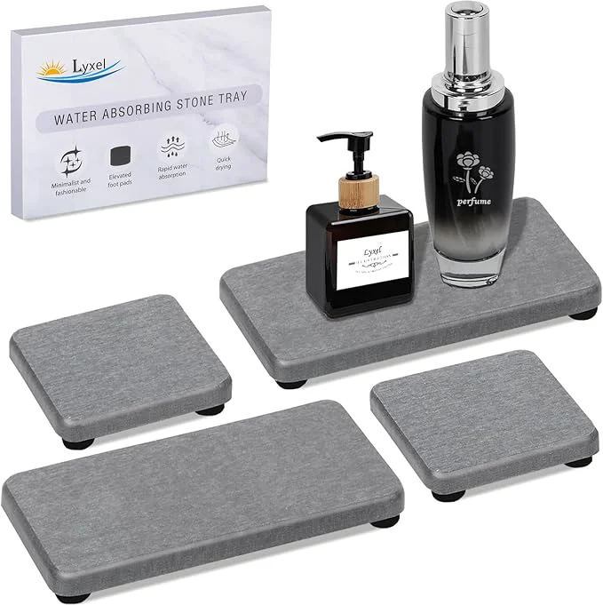 Minimalist 4PCS Water Absorbing Stone Tray Practical