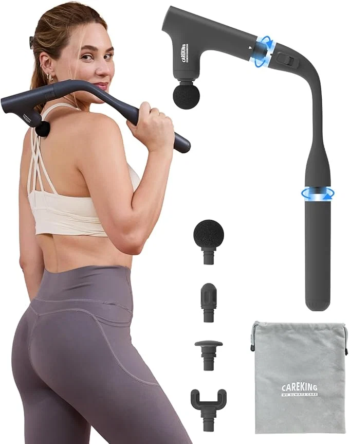 Lightweight 3-in-1 Detachable Massage Gun Deep Tissue Ergonomic Extension Handle Back Healthy