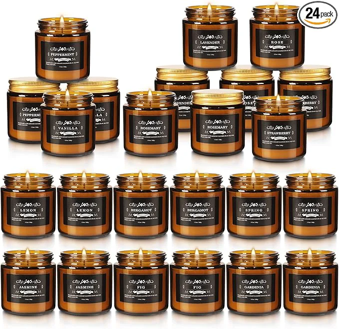 Healthy 24 Packs Scented Candles for Home 3.05oz，Soy Wax Aromatherapy Candles Smart