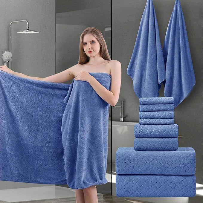 Luxury Ycosy 8-Piece Bath Towels Set 2 Oversized Large Bath Sheet 2 Hand Towels and Original