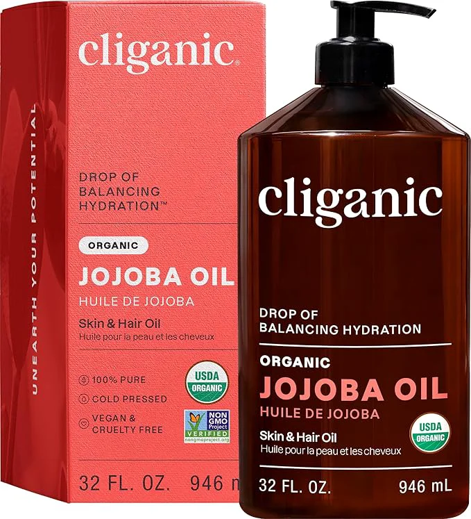 Safe Cliganic Organic Jojoba Oil 32 oz Pure Bulk Natural Cold Pressed Original Design
