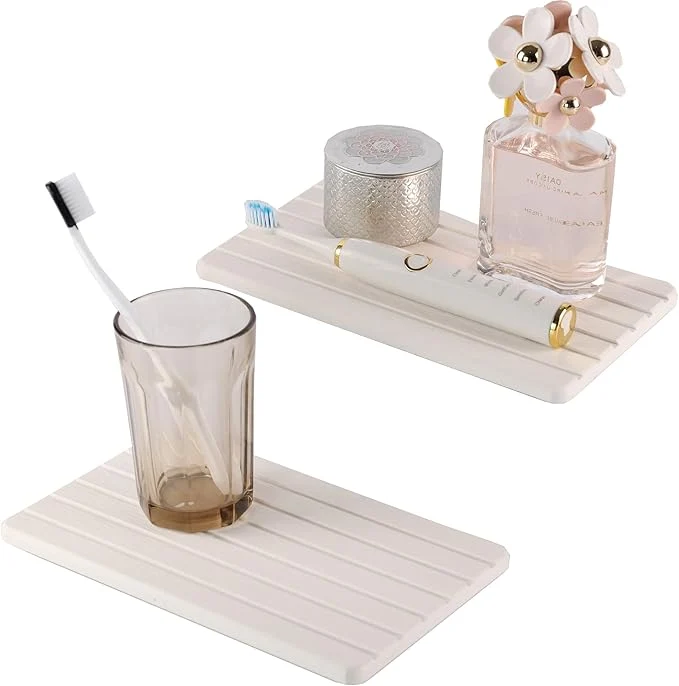 Reusable NiuYichee 2 PCS Water Absorbent diatomite Coasters 9.5 x 5.5 Water Absorbing Advanced