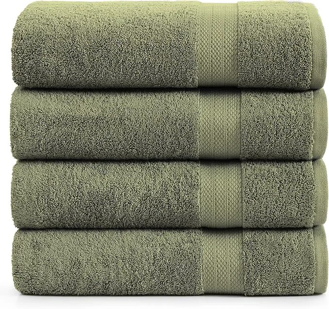 Fine LANE LINEN Mercerized Cotton Bath Sheet Set of 4 Flexible