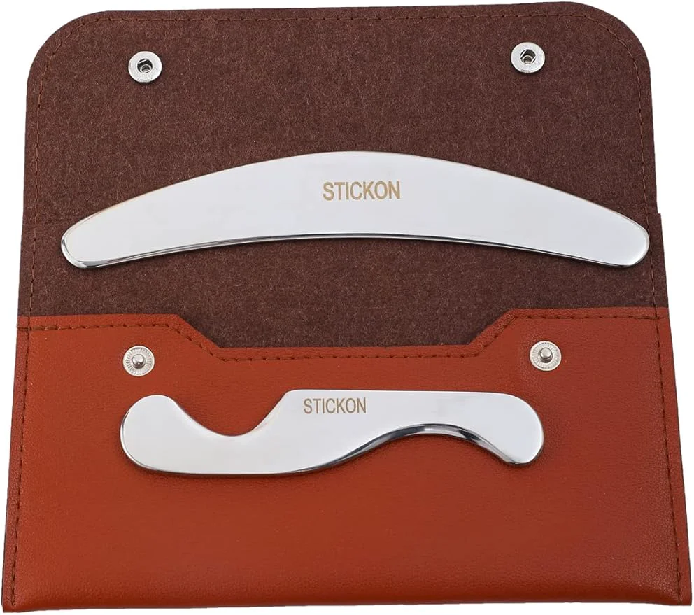 Trendy STICKON Gua Sha Stainless Steel 2 Pack Metal Muscle Scraper Tools Set Scraping Effective