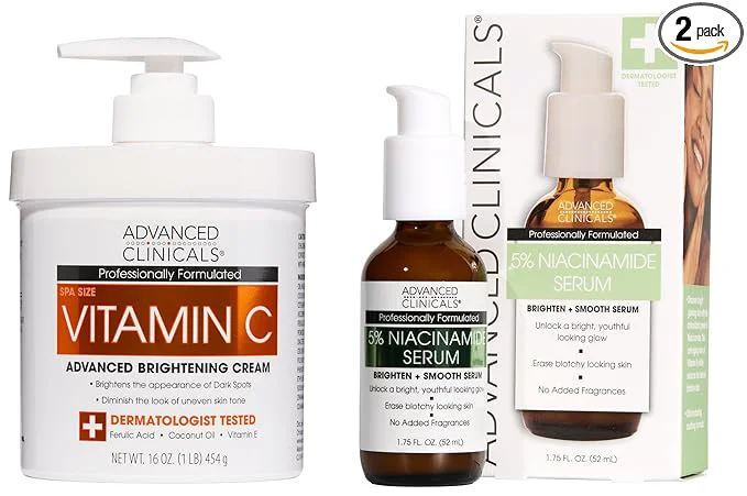 Detailed Advanced Clinicals Brightening Vitamin C Cream 5 Niacinamide Serum Efficient