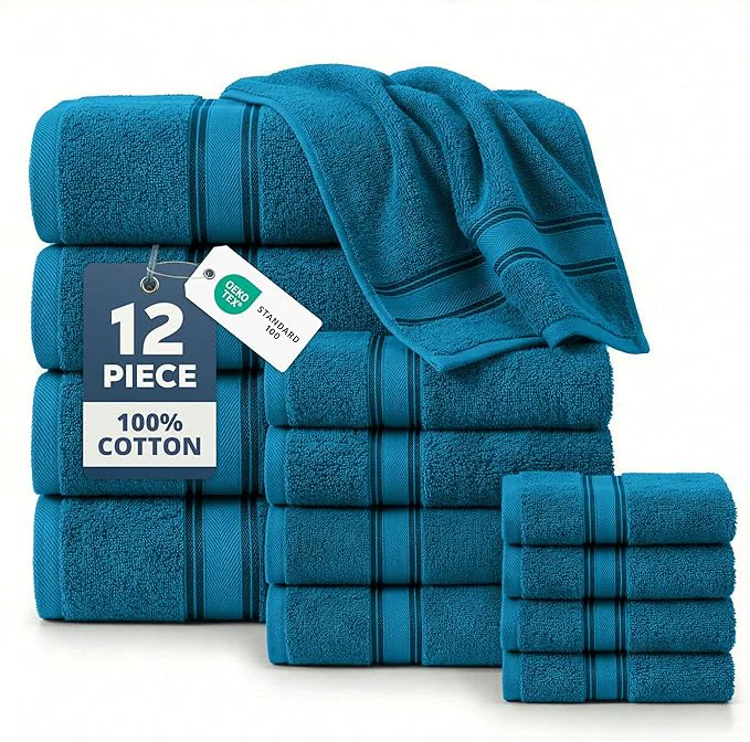 Lightweight LANE LINEN Luxury Bath Towels Set Sustainable