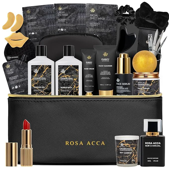 Casual 25 Pcs Bath Body Gift Set for Women Charcoal Skin Care Kit Spa Gift Basket Optimized