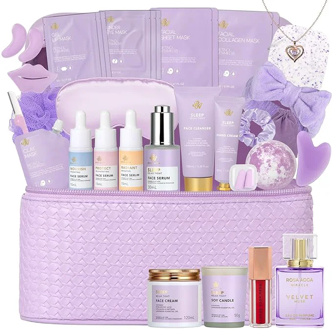 Superior 33 pcs Mother’s Day Gift for Mom Lavender Bath Body Basket Gift Set for Women Top-Quality